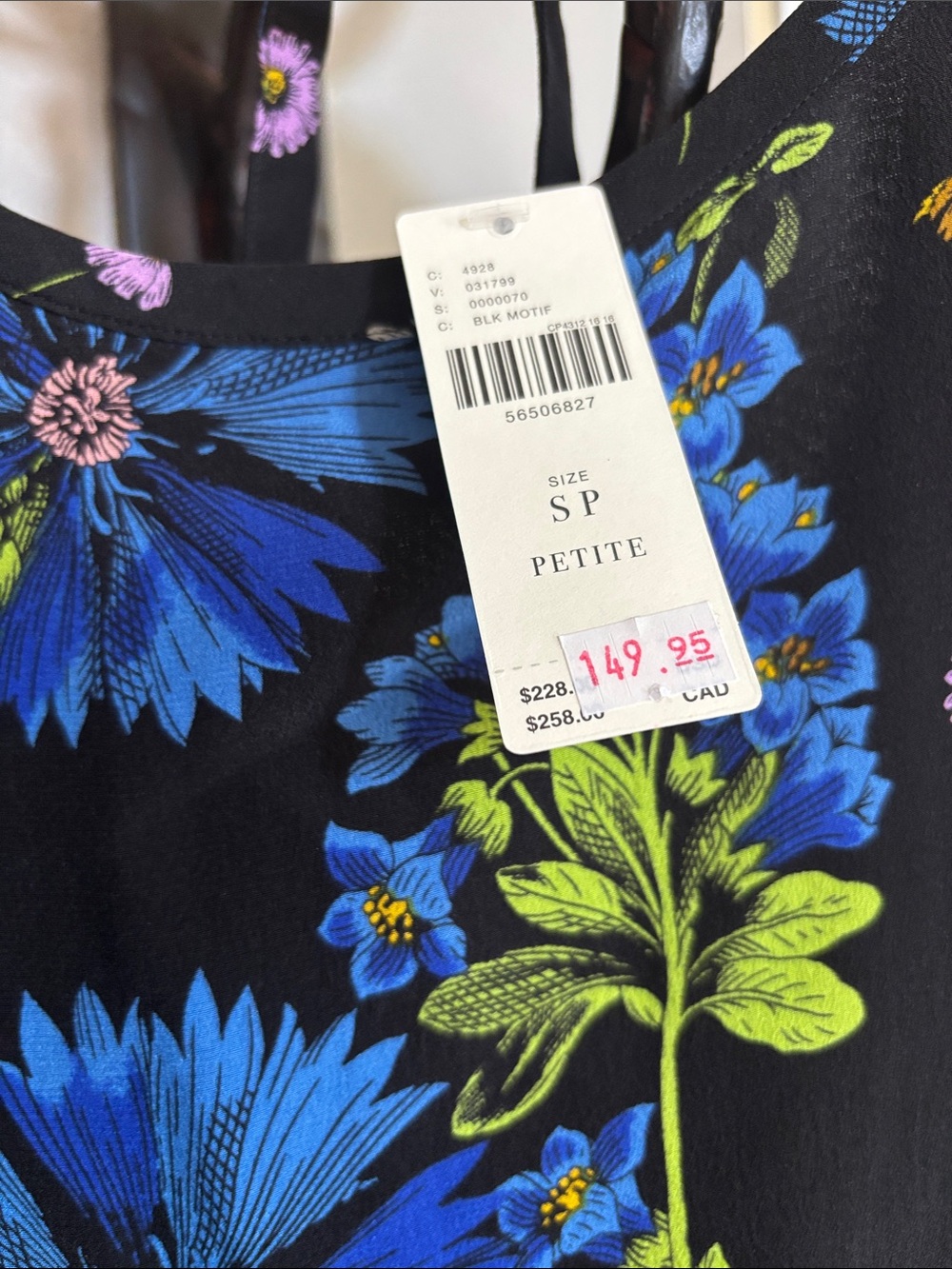 Maeve Black Floral A-line Dress with Blue Blooms nwt 149$ value - Picture 4 of 5